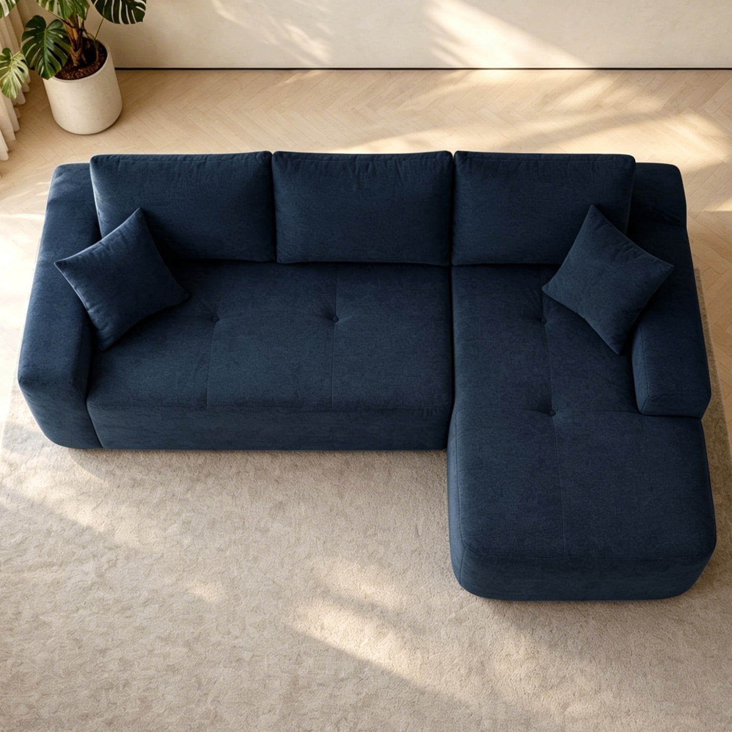 85" L-Shaped Sectional Sofa with Chaise, No Assembly Required