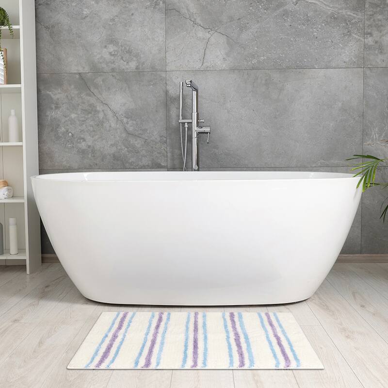 Striped Bathroom Rug Mat, Non-Slip Soft Bath Carpet, Absorbent Machine Washable Bathmat for Home Decor
