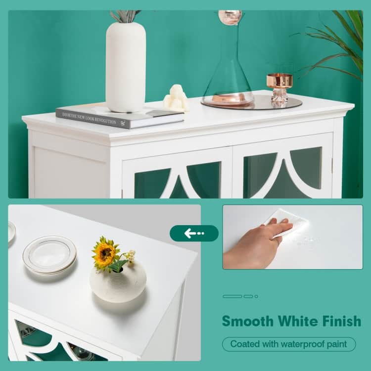 Kitchen Buffet Sideboard with Glass Doors and Adjustable Shelf - 36" x 15.5" x 38"(L x W x H)