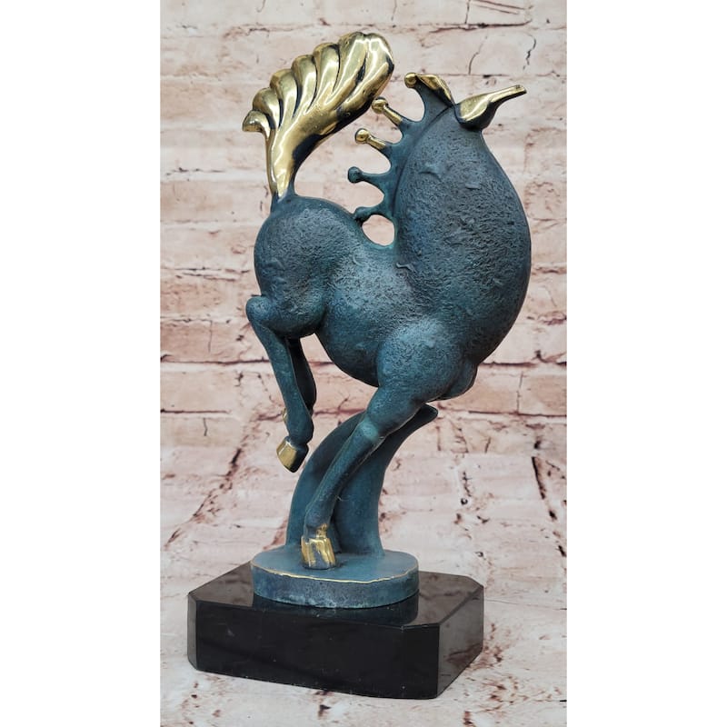 Rearing Horse Bronze Sculpture - Abstract Equestrian Wildlife Art Color Patina