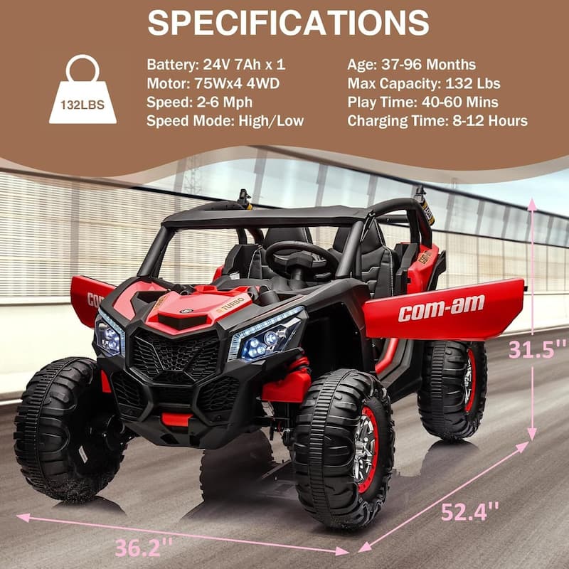 Two Seater 24V Kids Ride on UTV Car