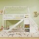 preview thumbnail 3 of 6, White Durable Twin Over Twin Bunk Bed with Slide, Staircase for Kids