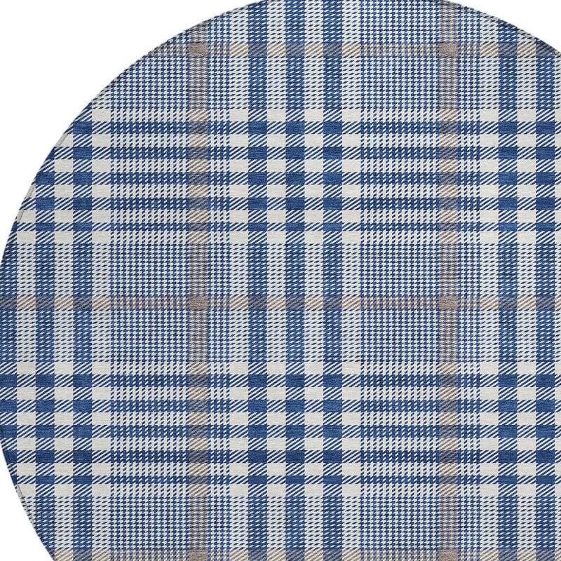 HomeRoots Plaid Transitional Rectangle Outdoor Rug