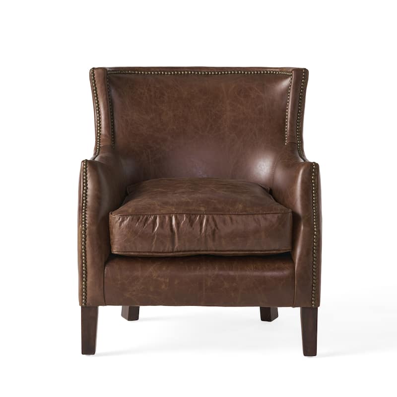 Njord Vintage Light Brown Leather Club Chair by Christopher Knight Home
