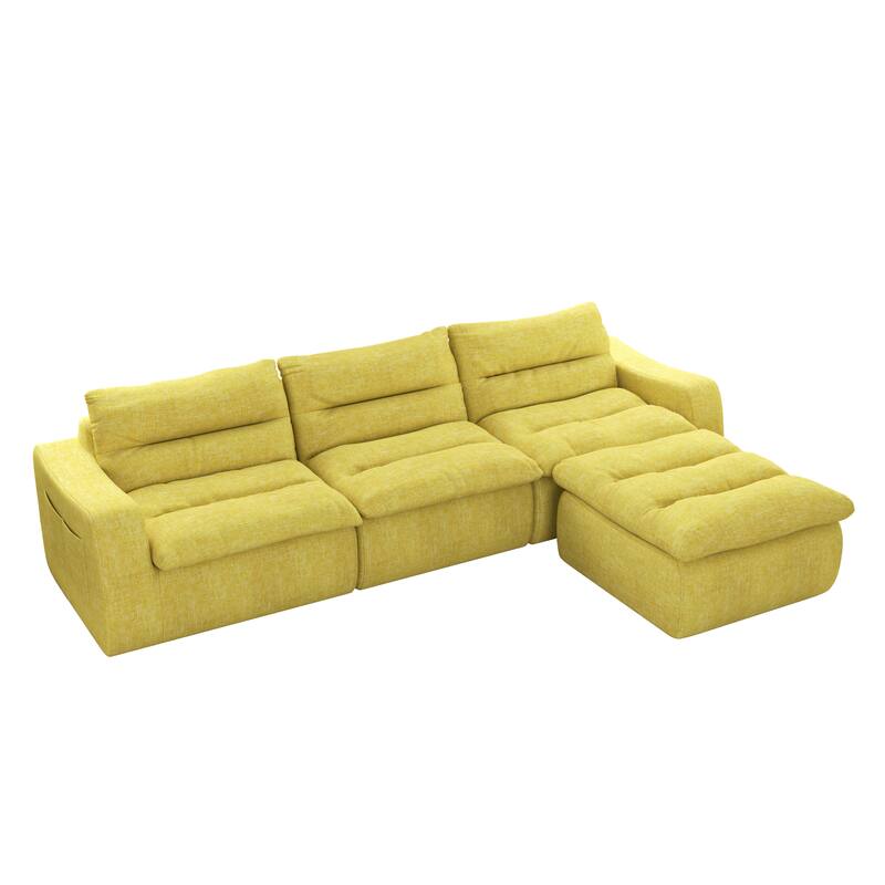 Ultra Comfy Lazy Beanbag Sofa, Modular L-Shape Compact Combined Seat