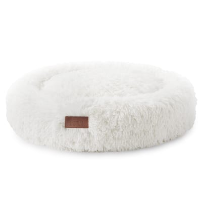 TOWN & COUNTRY LUXE CuddleTown Fuzzy Solid Donut Pet Bed Brown Round Bed