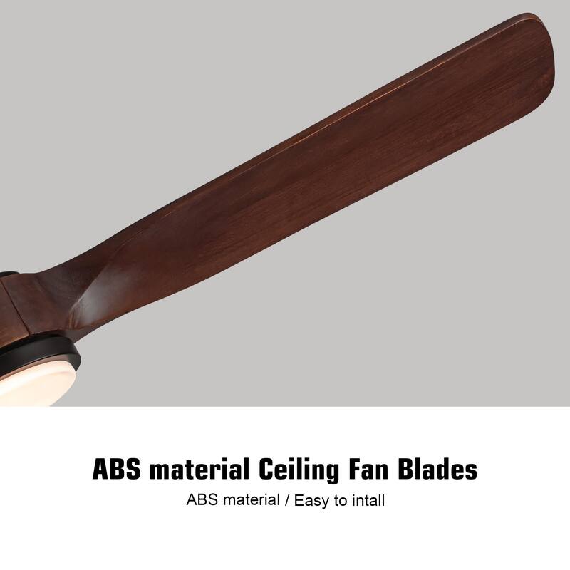 52In. Farmhouse Indoor Flush Mount Low Profile Ceiling Fan with Solid Wood Blades - 52 INCHES