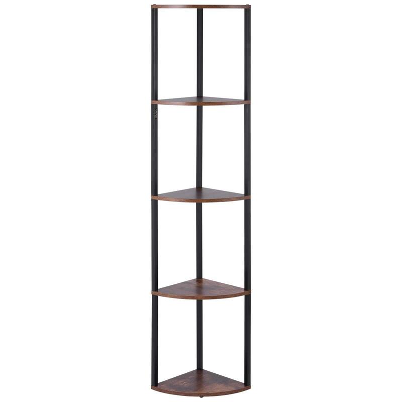 5-Tier Corner Shelf with LED Light Tall Display Stand for Home & Office - 11.6 x 11.6 x 64 in