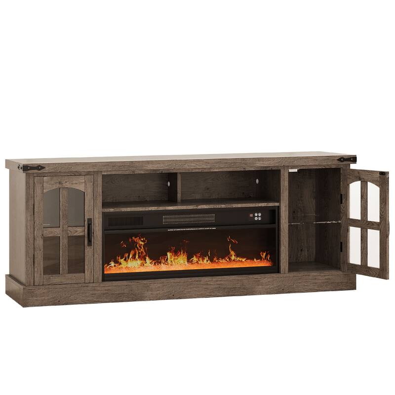 Gymojoy Fireplace 71" TV Stand with 36" Electric Fireplace, Media Console for Up to 80" TVs, LED Lights Entertainment Center.