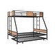 preview thumbnail 8 of 11, Black Twin over Full Size Metal Bunk Bed with Trundle, Heavy-duty Sturdy Metal, Noise Reduced, Safety Guardrail