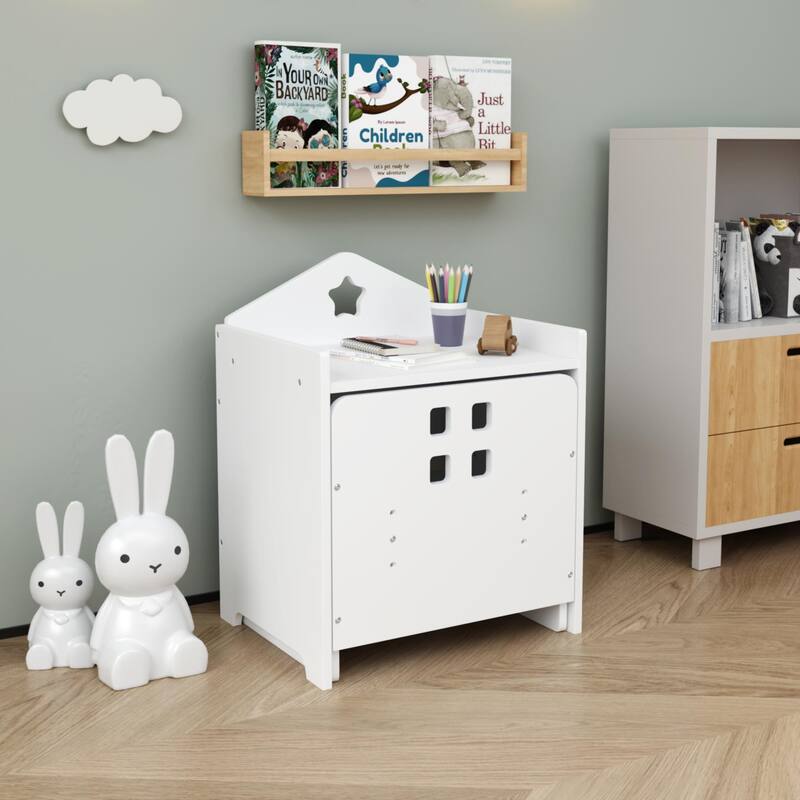 Anmytek Kids Montessori Weaning Table and Chair Set Wooden Toddler Activity Table with Blackboard