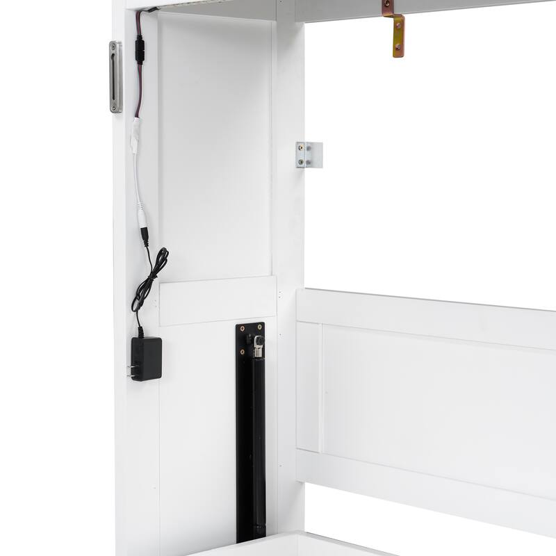 Twin Size Murphy Bed with LED Light, Foldable Platform Bed Can be Folded into Cabinet, Hidden Wall Bed Cube Cabinet Frame