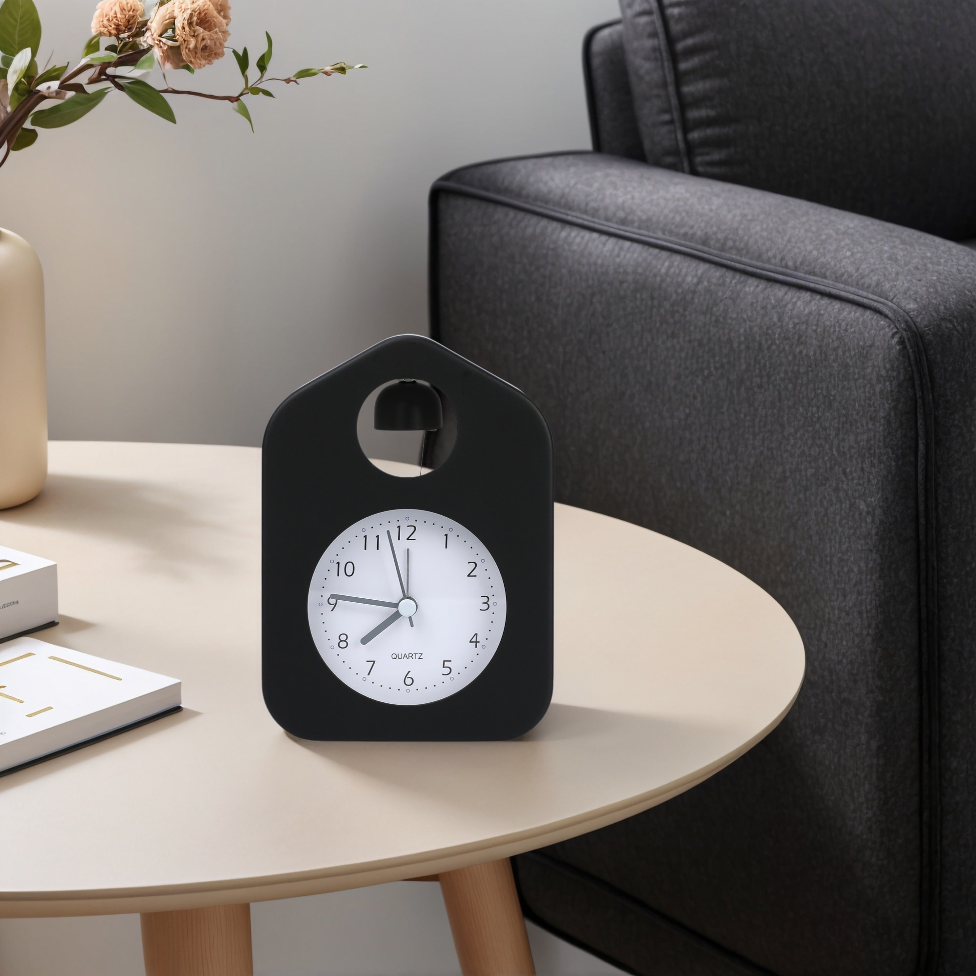 Desk Alarm Clock, Non-Tick Movement, Round Bell Design, Night Light for Bedroom - 3.9"L x 2.0"W x 5.5"H