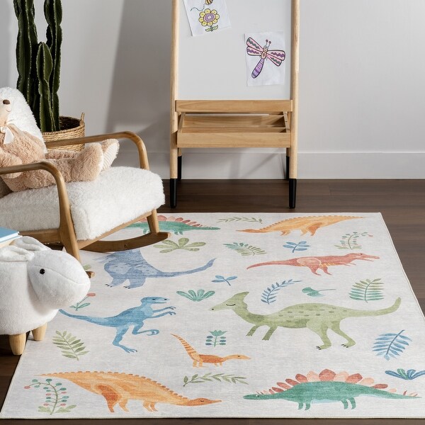 Nuloom Pavani Dinosaur SplashGuard Machine Washable Kids Area Rug