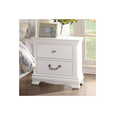 White 2 Drawer 15.5 in. W Nightstand with Sturdy Hardware and Ample Storage