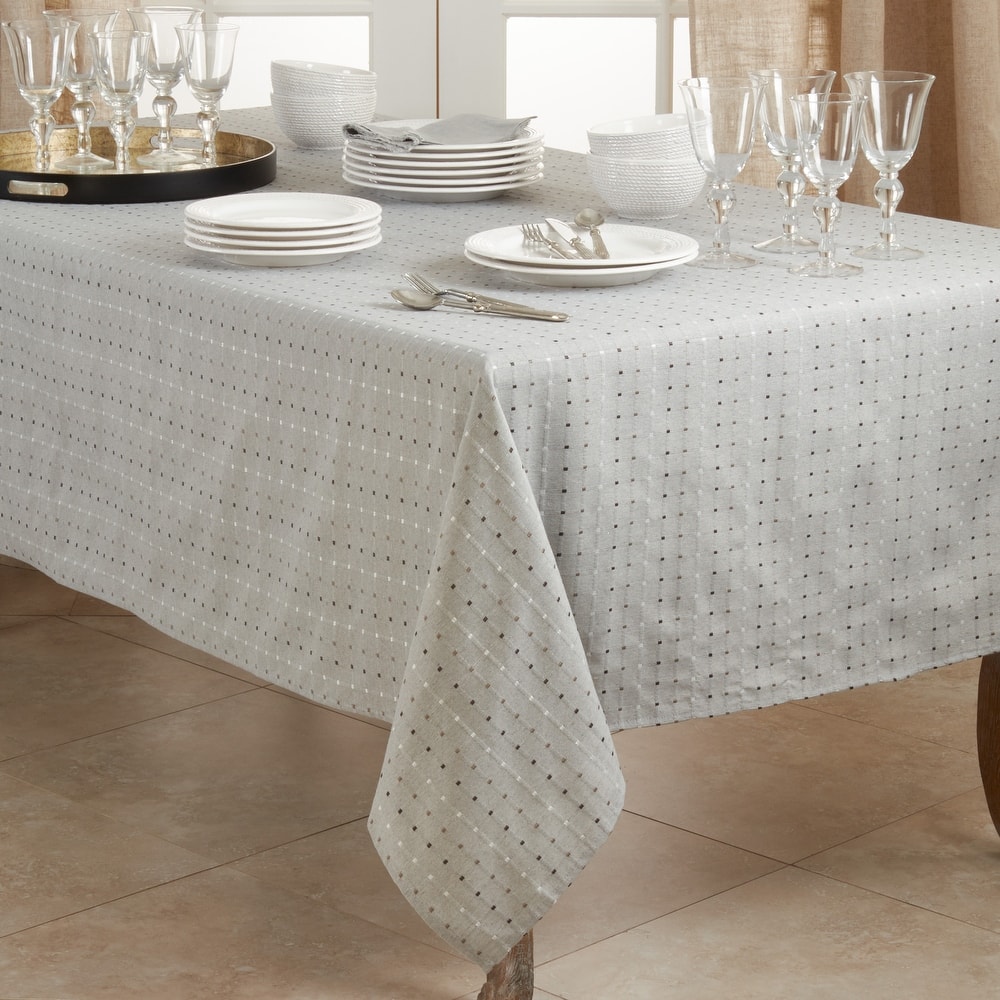 Cotton Blend Tablecloth With Stitched Line Design