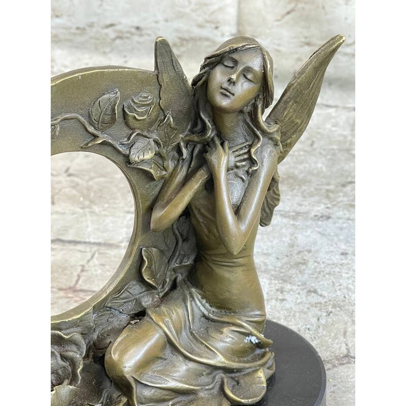Hot Cast Detailed Fairy Bronze Sculpture Marble Base Figurine Figure
