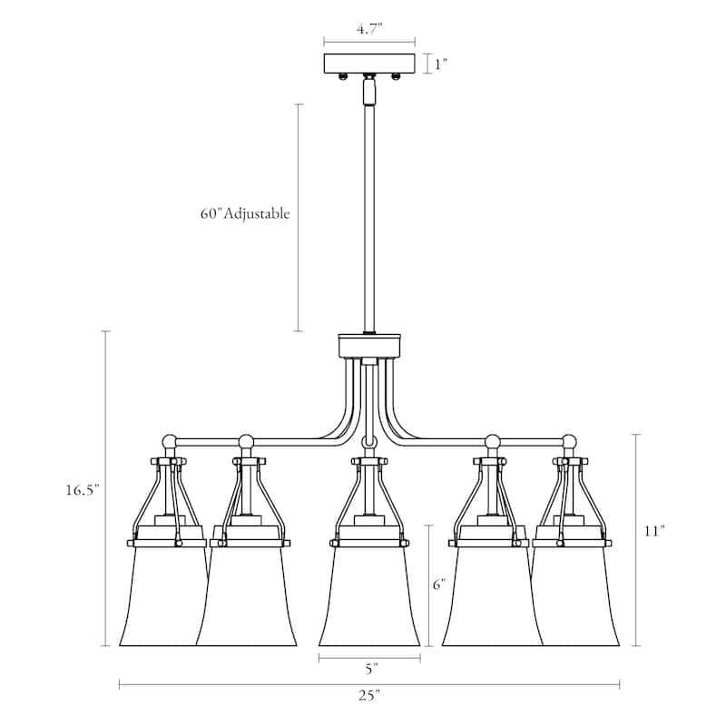 Haye Modern Gold 5-Light Wheel Glass Chandelier for Dining Room Bedroom - D25" x H16.5"