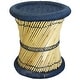preview thumbnail 10 of 24, Natural Geo Moray Decorative Handwoven Jute Accent Stool Blue