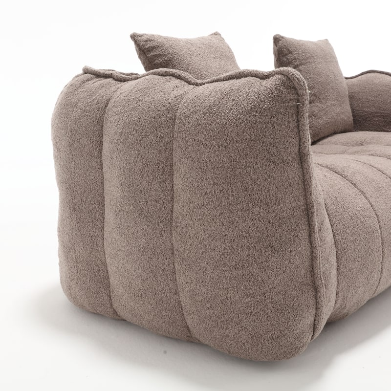 66" Chenille Square Beanbag Chair with High-Resilience Foam Core, Armrests and Handle