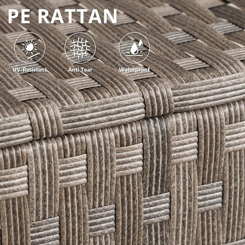 HOOOWOOO Wicker Rattan Patio Square Coffee Table with Umbrella Hole