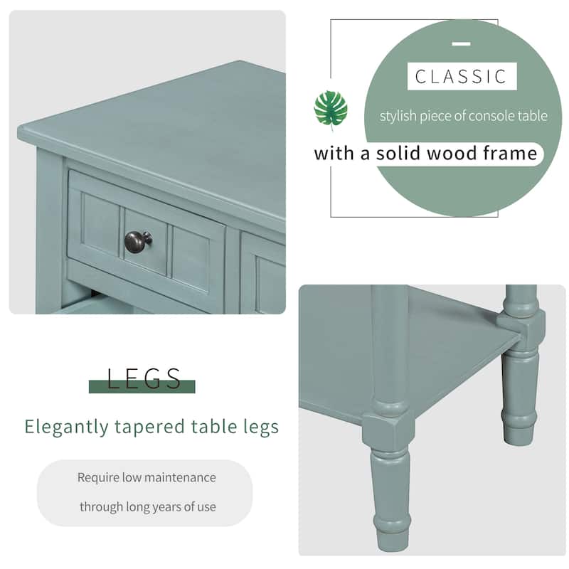23.7" Narrow Entryway Table with 3 Drawers and Open Bottom Shelf, Slim Console Table for Living Room, Foyer, Hallway, Entryway