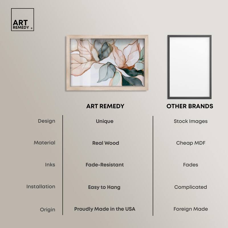 Golden Veined Leaves I Shadowbox by Art Remedy