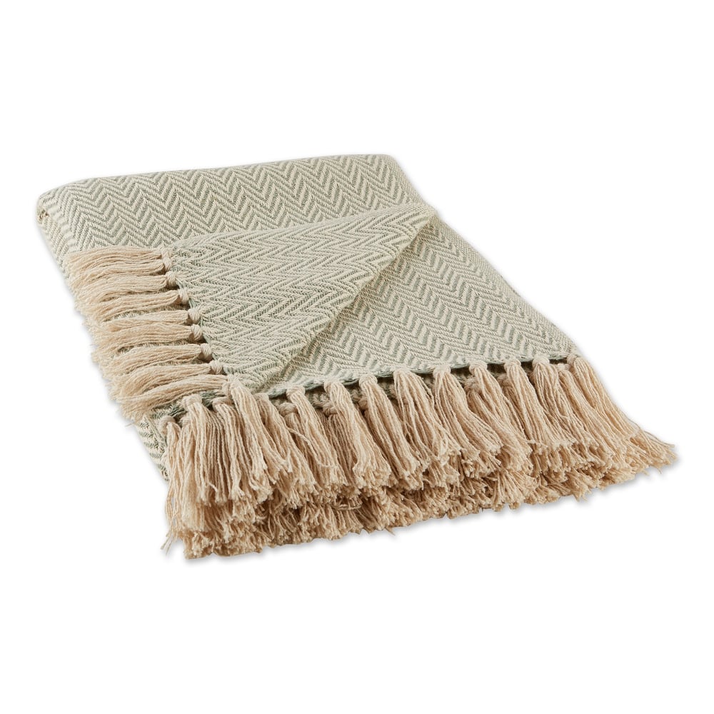 Stone Handloom Chevron Throw