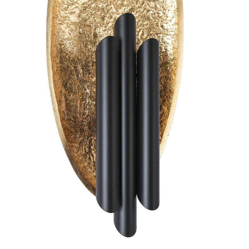 Modern LED 6-Light Wall Sconce Black Gold Bathroom Vanity Light - W6.6" x H16.5"