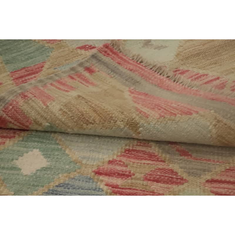 Hand Woven Oriental 100% Wool Carpet Southwestern Modern Multi-Colored Kilim Runner Rug - 7' 11'' X 2' 2''