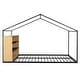 preview thumbnail 7 of 11, Black Full Size Metal Wood House Bed Frame with Shelves and Lights for Kids, Boys and Girls