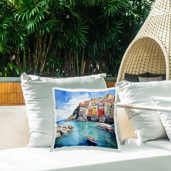 Stupell Coastal Town Boats Printed Outdoor Throw Pillow Stupell Coastal Town Boats Printed Outdoor Throw Pillow