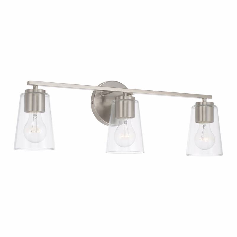Portman 3-light Bath/ Vanity Fixture w/ Clear Glass - Brushed Nickel