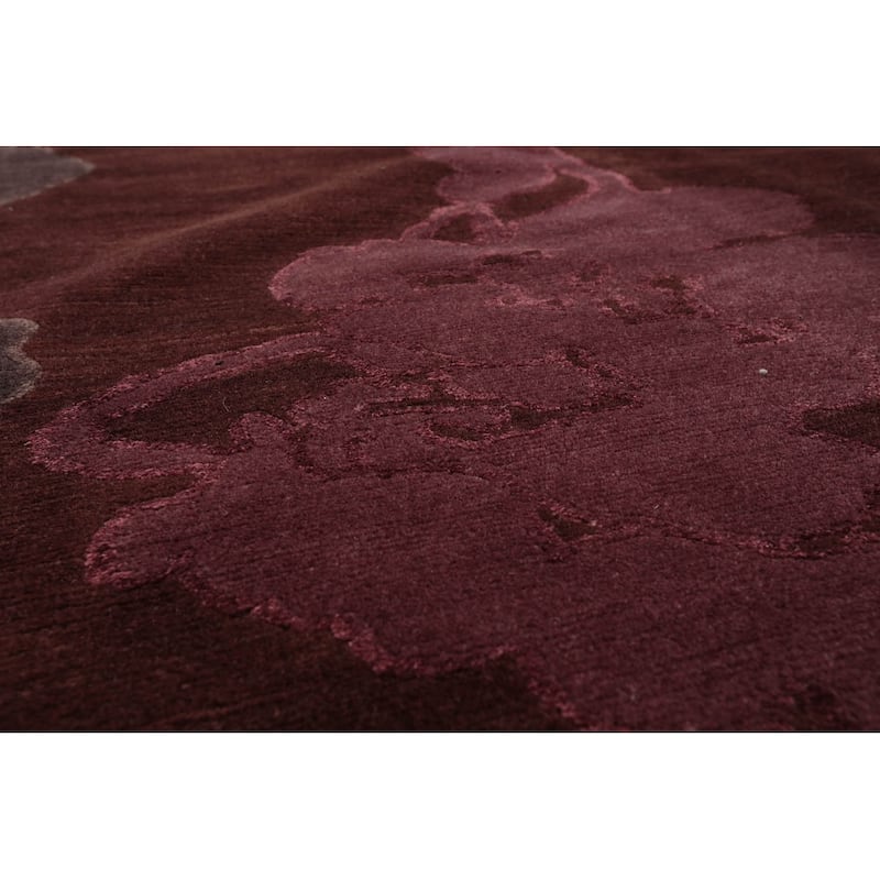 Hand Knotted Chocolate Tibetan Wool & Silk Transitional Area Rug - 9' 1'' x 12' 3''
