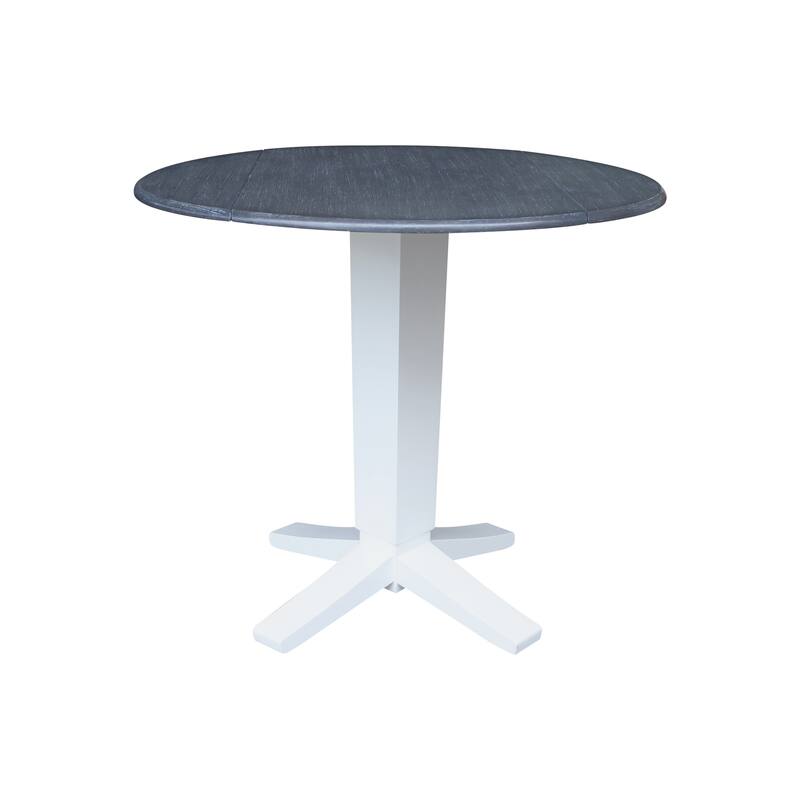 42 in Solid Wood Round Dual Drop Leaf Pedestal Dining Table