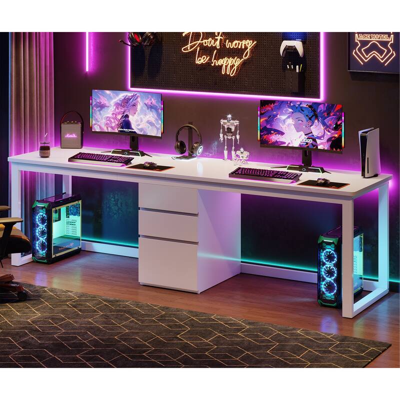 78.7 Inch Extra Long 2 Person Computer Desk with 3 Drawers