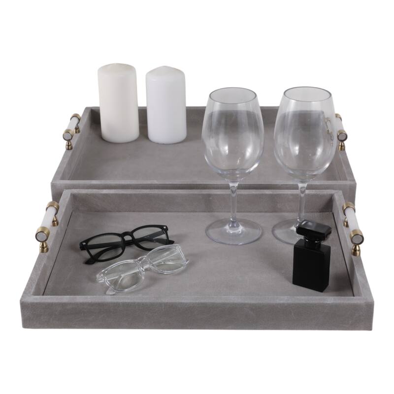 Wood Trays Rectangular Accent Ottoman Styling (Set of 2) - 18/20" Gray - 20.0"