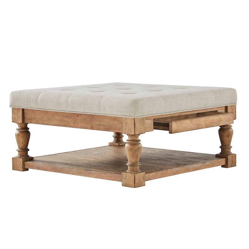 Lennon Baluster Storage Tufted Ottoman Table by iNSPIRE Q Artisan