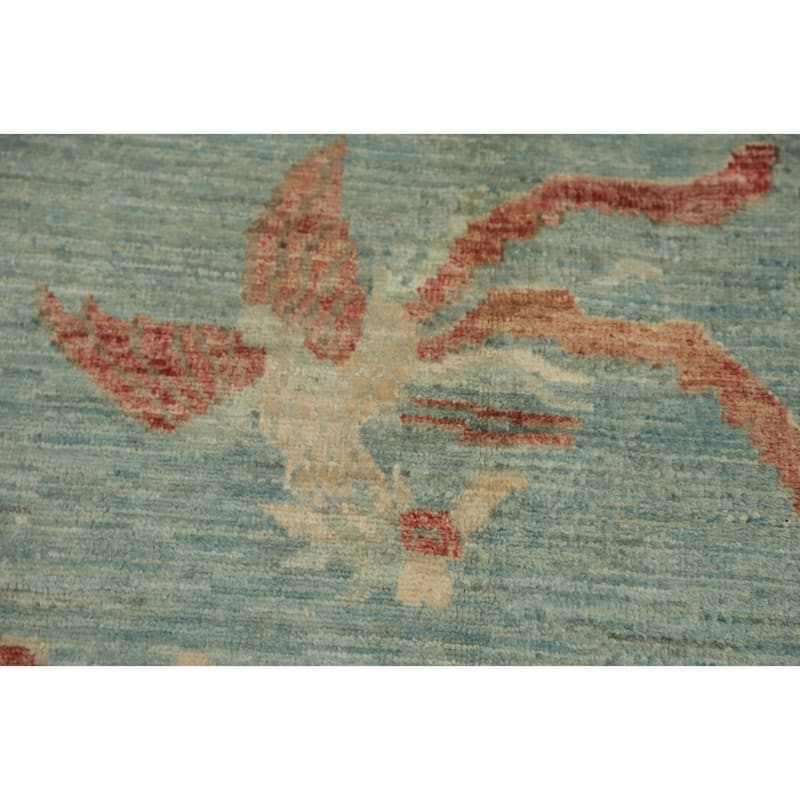 Hand Knotted Oriental 100% Wool Carpet Traditional Floral Navy Blue & Blues Ziegler Area Rug - 8' 11'' X 6' 1''