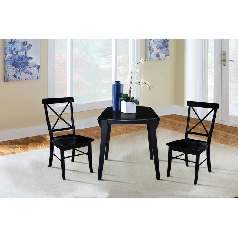 42" Solid Wood Round Dual Drop Leaf Table with Dining Chairs
