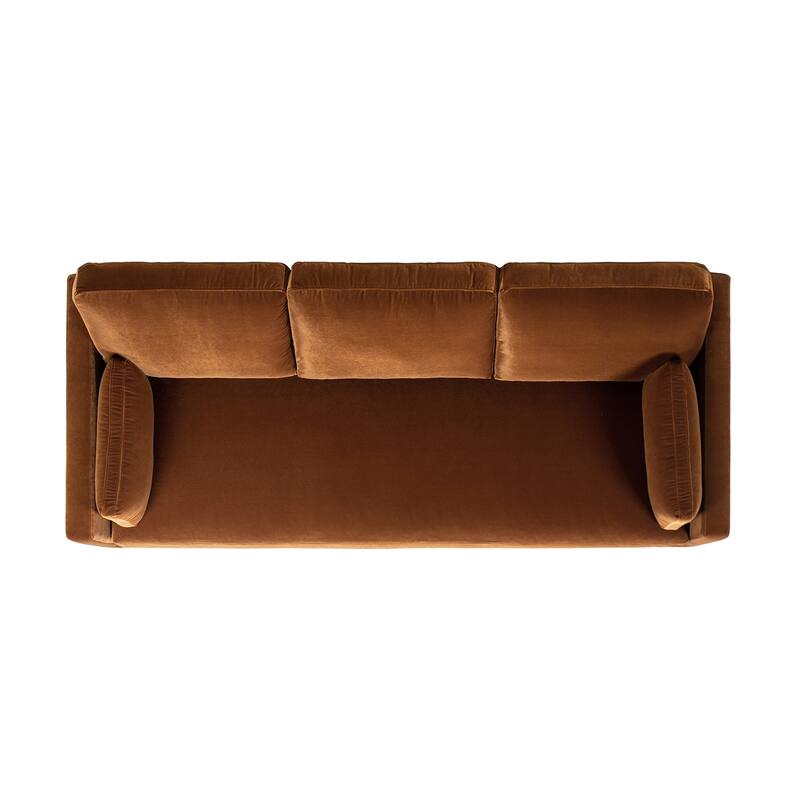 Knox 84" Modern Farmhouse Velvet Track Arm Sofa