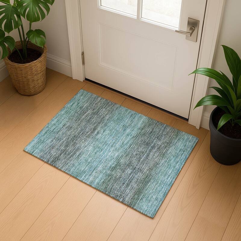 Premium Washable Super Soft Ombre Stripes Mayfield Rug - Teal - 1'8" x 2'6"