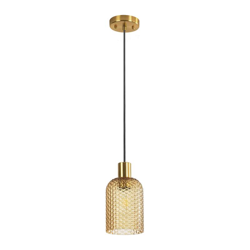 1/3-Light Modern Glam Bell-Shaped Adjustable Island Pendant Light with Clear/Blue/Amber Textured Glass