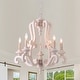 preview thumbnail 16 of 30, Bella Depot 5-Light Vintage Distressed Wood Pendant Light, Retro French Country Chandelier Cream white