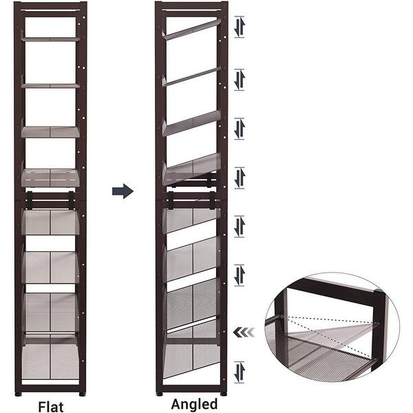 Shop 8 Tier Shoe Rack Set Of 2 Stackable 4 Tier Shoe Organizers Adjustable Flat Or Angled Shelves Overstock 30328954