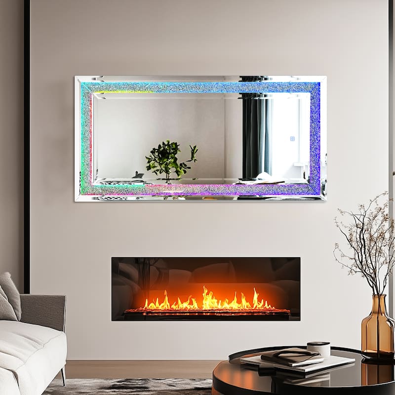 Large Sparkling Crystals Diamond Embedded Venetian Wall Mirror - 48" x 24"