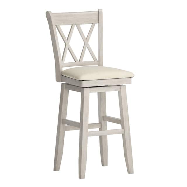 Eleanor Double X Back Wood Swivel Bar Stool by iNSPIRE Q Classic - Antique White - Bar height