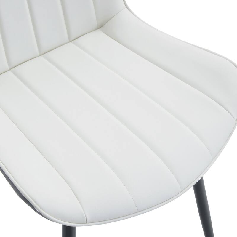 Four Pieces Extended Seat Cushion PU Dining Chair Set with Metal Leg