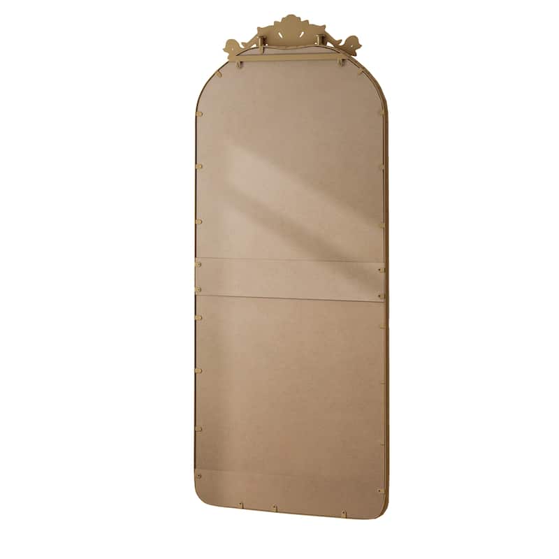 58"x24"Arched Hanging Wall Mounted Mirror with Vintage Carved Applique