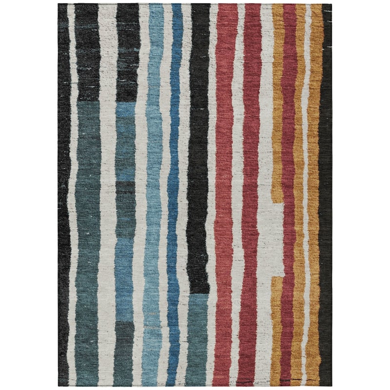 HomeRoots Striped Transitional Rectangle Outdoor Rug